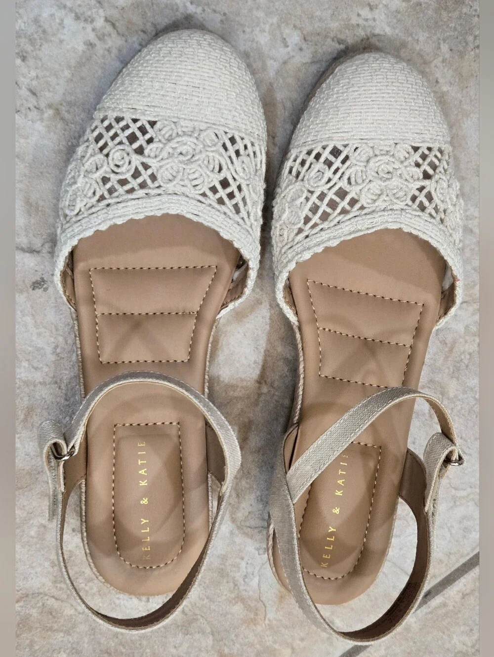Shoes~ Kelly & Katie Cream Boho Chic Espadrille Wedge Cream Sandals~ Sz 8.5 EUC!
